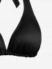 Fashion Plunging Solid Halter Backless Bikini Top -  