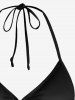 Fashion Solid Cinched Halter Backless Bikini Top -  
