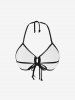 Fashion Solid Cinched Halter Backless Bikini Top -  