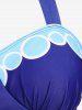 Plus Size Mesh Panel Marine Life Printed Padded Halter Tankini Swimsuit -  