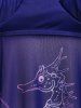 Plus Size Mesh Panel Marine Life Printed Padded Halter Tankini Swimsuit -  