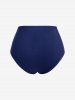 Maillot de Bain Tankini Tendance avec Croisés dans le Dos et à Imprimé Coquillages et Etoiles de Mer (Réglable) - Bleu profond L | US 12