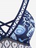 Maillot de Bain Tankini Tendance avec Croisés dans le Dos et à Imprimé Coquillages et Etoiles de Mer (Réglable) - Bleu profond L | US 12