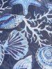 Maillot de Bain Tankini Tendance avec Croisés dans le Dos et à Imprimé Coquillages et Etoiles de Mer (Réglable) - Bleu profond L | US 12
