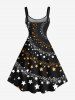 Plus Size Two Tone Stars Galaxy Print Hawaii A Line Tank Dress -  