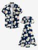 Plus Size Daisy Flower Print Hawaii Split Pocket A Line Midi Dress -  