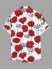 Chemise Fleurie Branche Imprimée avec Poche de Grande Taille pour Homme - Rouge M