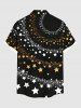 Plus Size Two Tone Stars Galaxy Print Hawaii Button Pocket Shirt For Men -  