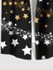 Chemise Boutonnée Imprimée Étoile Galaxie à Deux Tons Grande Taille avec Poche pour Homme - Noir 3XL