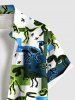 Plus Size Dinosaur Skeleton Colorblock Print Hawaii Button Pocket Shirt For Men -  