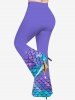 Pantalon Evasé 3D Ecaille de Sirène Imprimée de Grande Taille à Paillettes - Pourpre  S