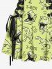 Dinosaur Letters Print Hawaii Lace Up A Line Tank Dress -  