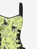 Dinosaur Letters Print Hawaii Lace Up A Line Tank Dress -  