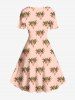 Robe trapèze hawaïenne à imprimé cocotier grande taille - orange clair 1X