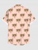 Plus Size Cartoon Coconut Tree Print Hawaii Button Pocket Shirt For Men -  