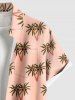 Plus Size Cartoon Coconut Tree Print Hawaii Button Pocket Shirt For Men -  