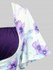 Plus Size Flutter Sleeves Floral Dress and Lace-up A Line Cami Dress Set -  
