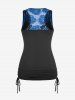 Plus Size Cowl Neck Cinched Rose Lace Tank Top -  