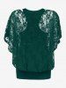 Chemisier en Dentelle Transparente de Grande Taille à Col Oblique et Débardeur Au Dos Nageur - Vert profond 1X | US 14-16