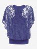Plus Size Skew Neck Sheer Lace Blouse and Racerback Tank Top -  