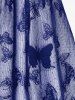 T-shirt 2 en 1 à lacets et superposition de dentelle papillon grande taille - Bleu profond 2X | US 18-20