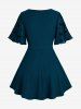 Haut à Bretelle Bouclée Etoile Crâne en Maille Manches à Lacets Grande Taille - Vert profond 5x | US 30-32