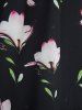 Robe mi-longue asymétrique en mousseline de soie à volants et imprimé floral grande taille - Noir 2X | US 18-20