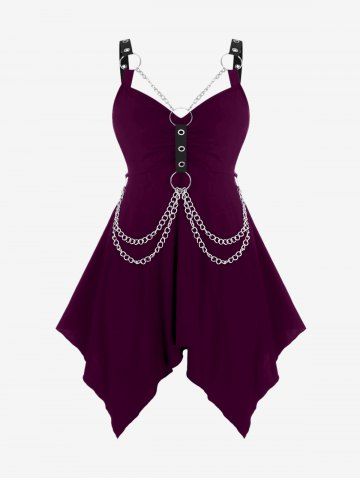 Plus  Size Gothic O Ring Chains Handkerchief Tank Top - MULTI-A - 2X | US 18-20
