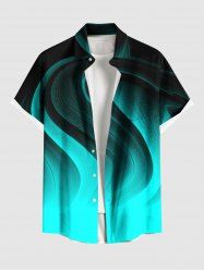 Chemise Décontractée en Blocs de Couleurs Ombré Courbe avec Poche de Grande Taille pour Homme - Noir 6XL