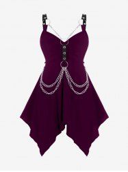 Plus  Size Gothic O Ring Chains Handkerchief Tank Top -  