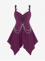 Plus  Size Gothic O Ring Chains Handkerchief Tank Top -  