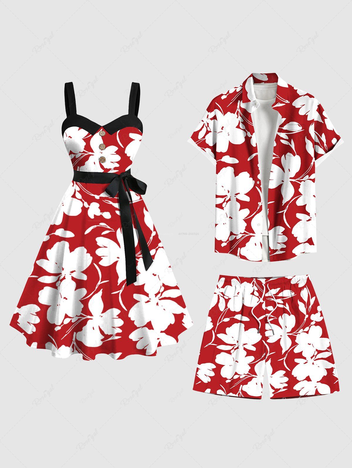 Costume de Plage Grande Taille Imprimé à Fleurs Tropicales Rouge 