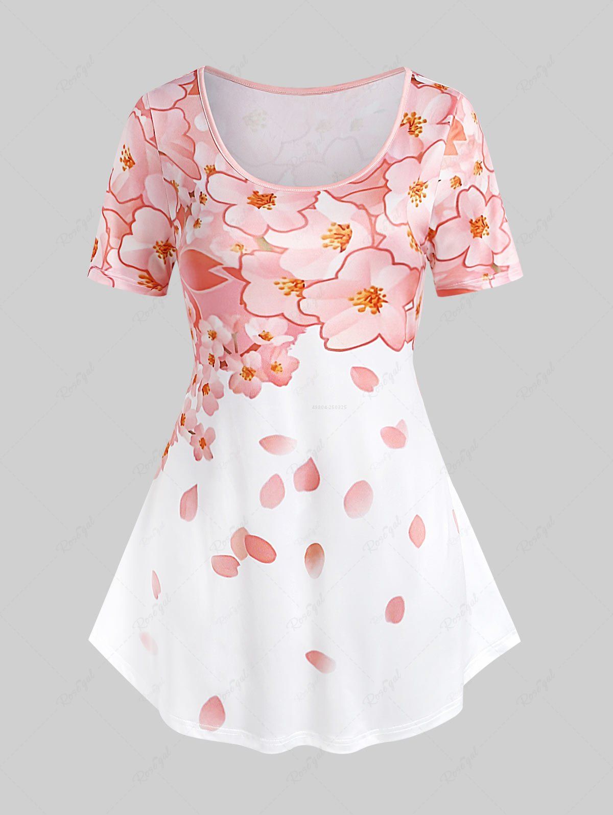 New Plus Size Floral Petal Print Women T-shirt  