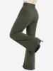 Hollow Out Embroidery Lace Trim Tank Top and Buttons Wide Leg Pants Plus Size Outfit -  