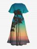 Coconut Tree Ombre Sky Print Plus Size Matching Hawaii Beach Outfit For Couples -  