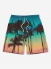 Coconut Tree Ombre Sky Print Plus Size Matching Hawaii Beach Outfit For Couples -  