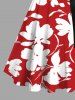 Costume de Plage Grande Taille Imprimé à Fleurs Tropicales - Rouge 