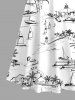 Coconut Tree Ship Seascape Print Plus Size Matching Hawaii Beach Outfit For Couples -  