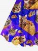 Galaxy Ombre Cat Potato Chips Print Plus Size Matching Hawaii Beach Outfit For Couples -  