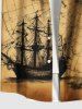 Distressed Vintage Map Sailboat Cruise Print Plus Size Matching Beach Shirts and Dress Outfit For Couples -  