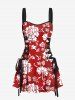Floral Leaves Two Tone Print Matching Hawaii Beach Outfit For Couples -  