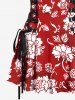 Floral Leaves Two Tone Print Matching Hawaii Beach Outfit For Couples -  