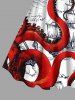 Octopus Sailboat Cruise Print Plus Size Matching Beach Shirts and Dress Outfit For Couples -  