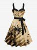 Distressed Coconut Tree Music Symbol Piano Print Plus Size Matching Hawaii Beach Outfit For Couples -  