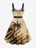 Distressed Coconut Tree Music Symbol Piano Print Plus Size Matching Hawaii Beach Outfit For Couples -  