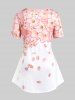 Plus Size Floral Petal Print Women T-shirt -  