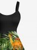 Plus Size Tropical Leaf Dinosaur Print Hawaii Tank Dress -  