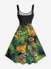 Plus Size Tropical Leaf Dinosaur Print Hawaii Tank Dress -  