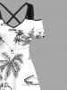 Plus Size Coconut Tree Ship Seascape Print Cold Shoulder Crisscross Hawaii Cruise Maxi Dress -  