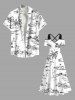 Plus Size Coconut Tree Ship Seascape Print Cold Shoulder Crisscross Hawaii Cruise Maxi Dress -  
